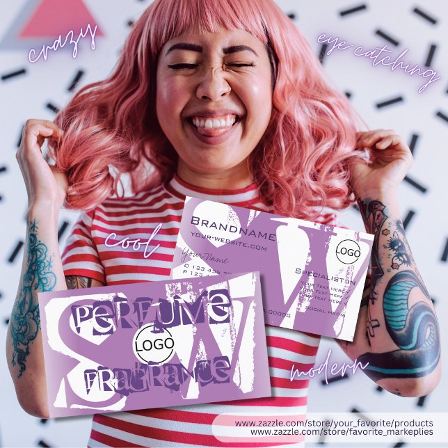 Modernes Lila Lilac-Weiß mit Logos und Monogrammen Visitenkarte (Von Creator hochgeladen)