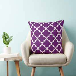 Modernes Lila marokkanisches Quatrefolienmuster Kissen