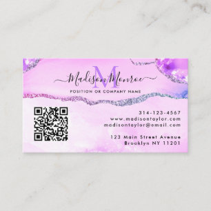 Modernes Lila QR-Logo-Monogramm Visitenkarte