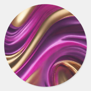Modernes Lila Rosa und Gold- Runder Aufkleber