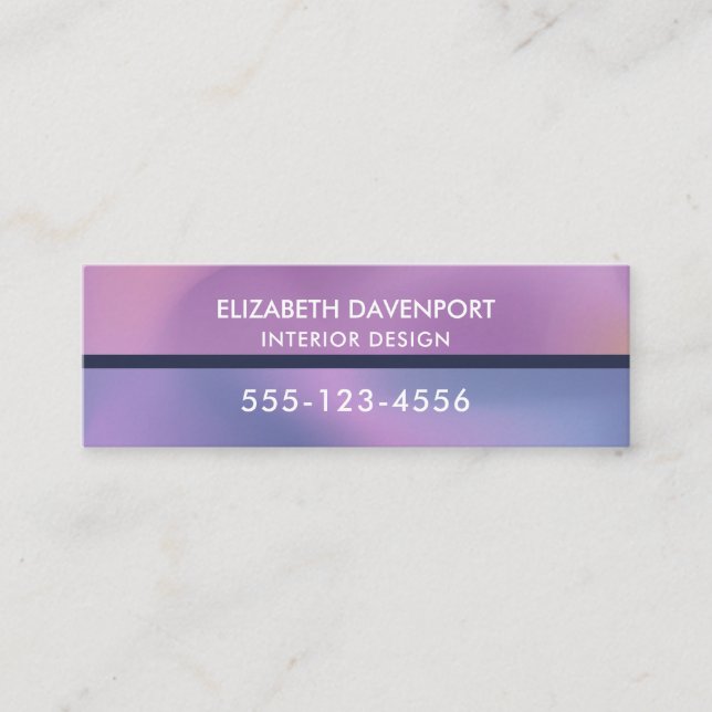 Modernes, Lila-rosa-wirbelndes, abstraktes Design Mini Visitenkarte (Vorderseite)