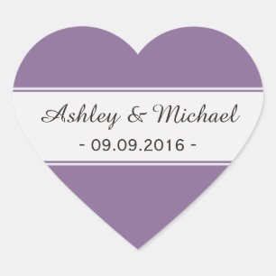 Modernes Lila Save the Date Herz-Aufkleber