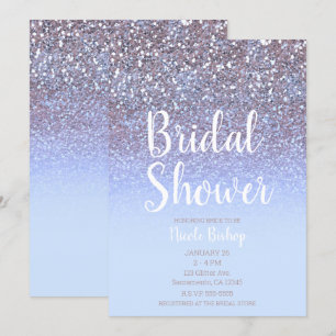 Modernes Lila Silver Glam Glitzer Brautparty Einladung
