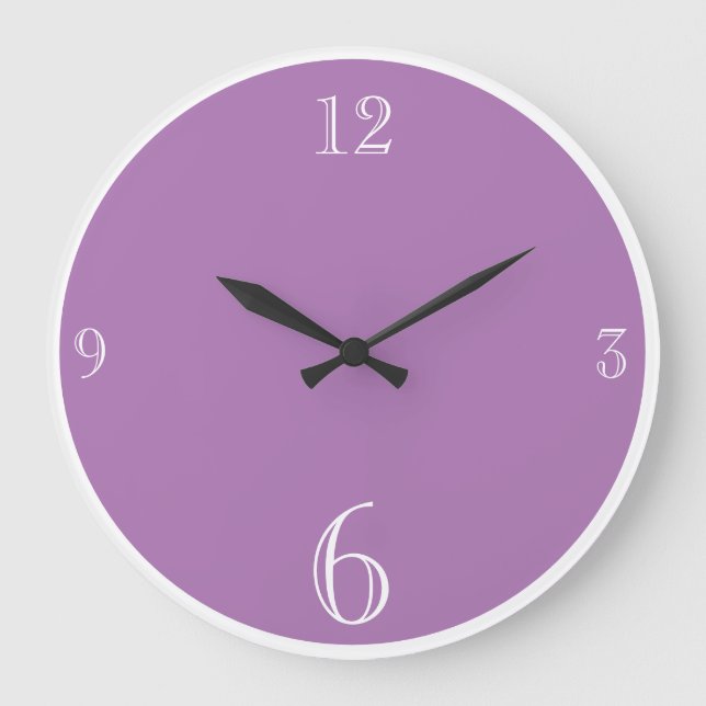 Modernes, Lila, solides Farbmodell Minimalistisch Große Wanduhr (Vorderseite)