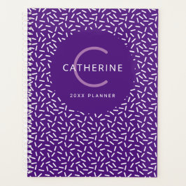 Modernes Lila Sprinkle-Muster Monogramm Namensplan Planer