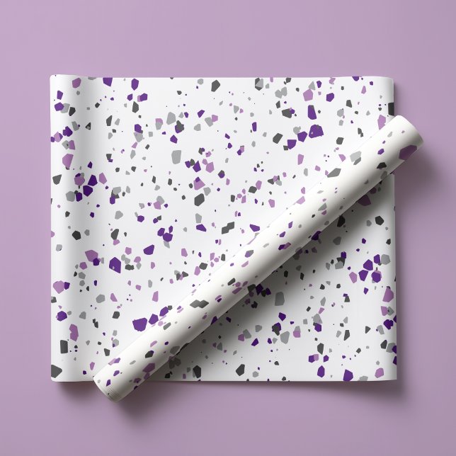 Modernes Lila Terrazzo-Muster Geschenkpapier (Von Creator hochgeladen)