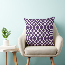 Modernes Lila Trellis-Rahmenmuster Kissen