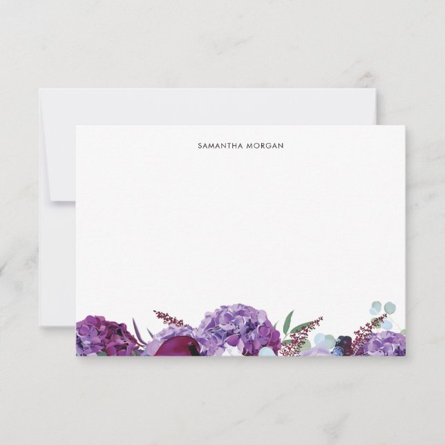 Modernes, Lila und florales Personalisiert Dankeskarte (Vorderseite)