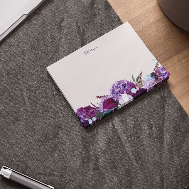 Modernes, Lila und florales Personalisiert Post-it Klebezettel (Purple Floral Custom Post-It Note)