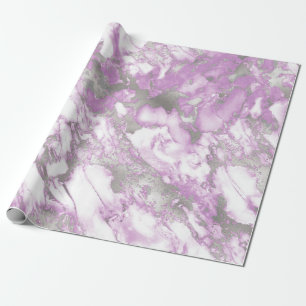 Modernes Lila und silberfarbenes Marmormuster Geschenkpapier