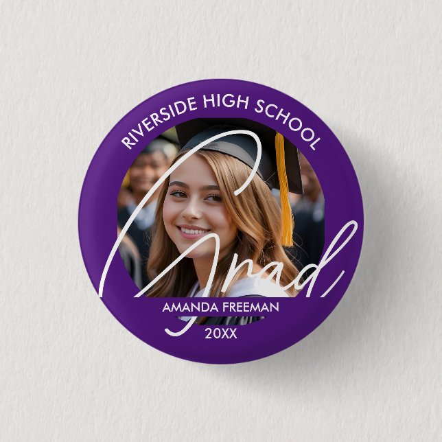 Modernes, Lila- und weißes, individuelles Graduate Button (Vorderseite)
