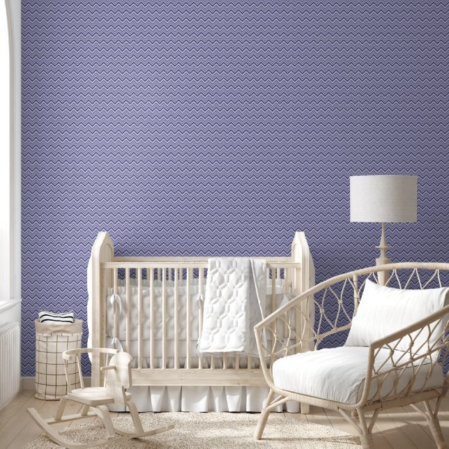 Modernes Lila Zig Zag Streifen Tapete (Kinder)