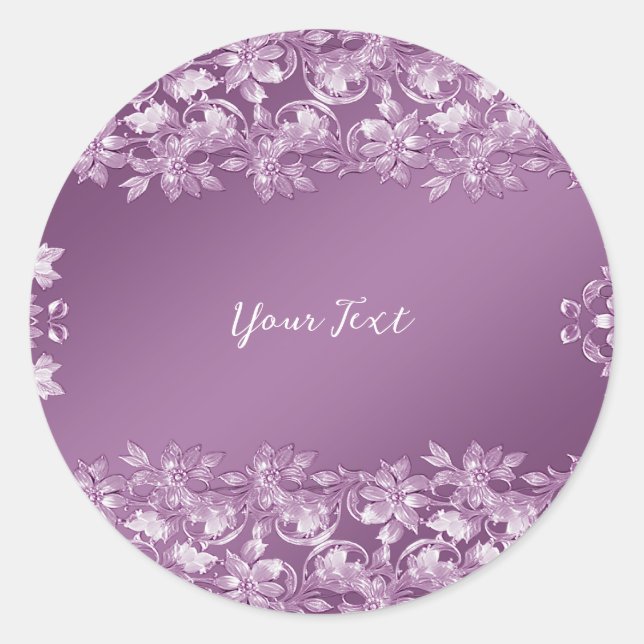 Modernes Lilac Floral Round Sticker (Vorderseite)