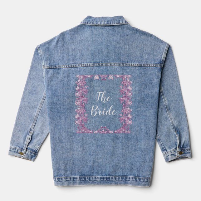 Modernes Lilac Floral Wedding Denim Jacket Jeansjacke (Rückseite)