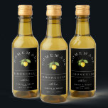 Modernes Limoncello Black Mini Getränke Label Weinetikett<br><div class="desc">Hübsche Wasserfarben Zitrone und Blätter, Limoncello Getränke-Label. Die Hintergrundfarbe, schwarz dargestellt, kann individuell angepasst werden.</div>