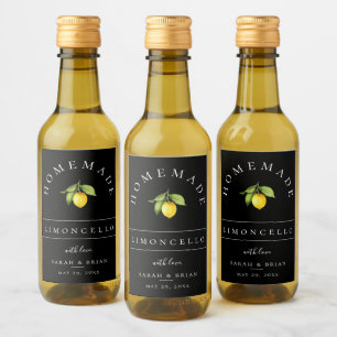 Modernes Limoncello Black Mini Getränke Label Weinetikett