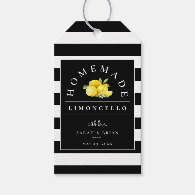 Modernes Limoncello Black Strip Getränk Geschenkanhänger (Vorderseite)