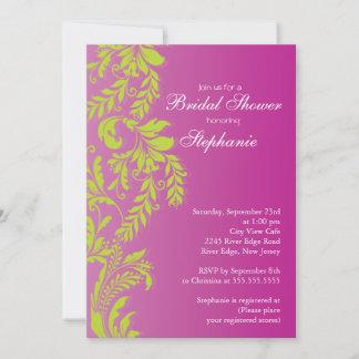 Modernes Limones u. rosa Blatt-Strudel-Brautparty Einladung