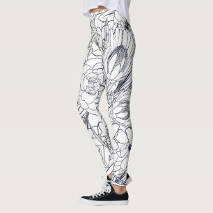 Modernes Line Art Handgezeichnet Floral Girly Desi Leggings
