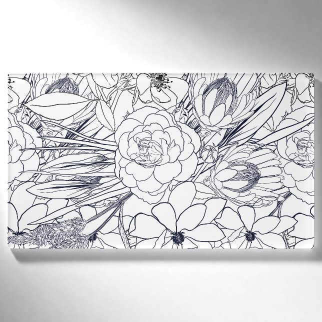 Modernes Line Art Handgezeichnet Floral Girly Desi Namenschild (Vorderseite)