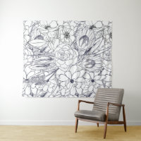 Modernes Line Art Handgezeichnet Floral Girly Desi