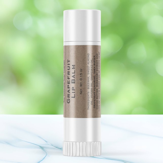 Modernes Lippenbalglabel im Kraftpapierstil Quadratischer Aufkleber (Von Creator hochgeladen)