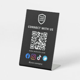 Modernes Logo | Black Social Media QR-Code Sockelschild