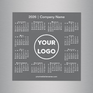 Modernes Logo der Kalenderfirma 2026 Dunkelgrauer  Magnetkarte