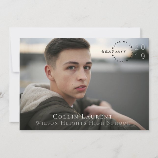 Modernes Logo Foto Abschluss Open House Ankündigung (Vorderseite)