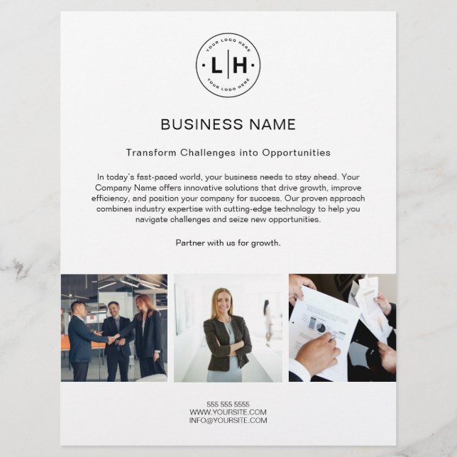 Modernes Logo Foto Corporate White Business Flyer (Vorne)