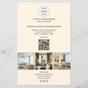 Modernes Logo-Foto-QR-Cream-Professional-Business Flyer
