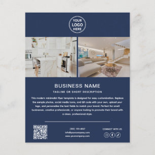 Modernes Logo Foto QR Navy Blau Marketing Geschäft Flyer