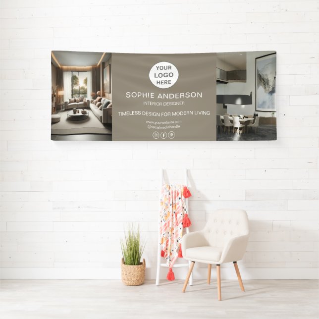 Modernes Logo Foto Taupe Beruflich Business Banner (Insitu)
