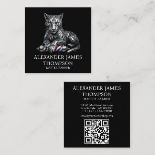 Modernes Logo für Barbiergeschäft Silver Panther a Quadratische Visitenkarte