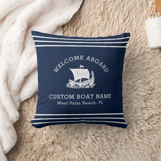 Modernes Logo für Nautic Custom Boat Name & Ship Kissen (Decke)