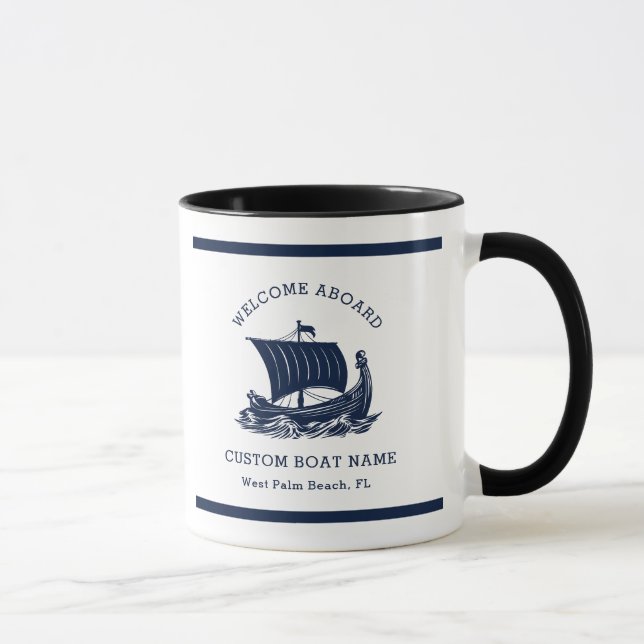 Modernes Logo für Nautic Custom Boat Name & Ship Tasse (Rechts)