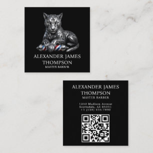 Modernes Logo für Silber-Panther-Friseursalon als Quadratische Visitenkarte