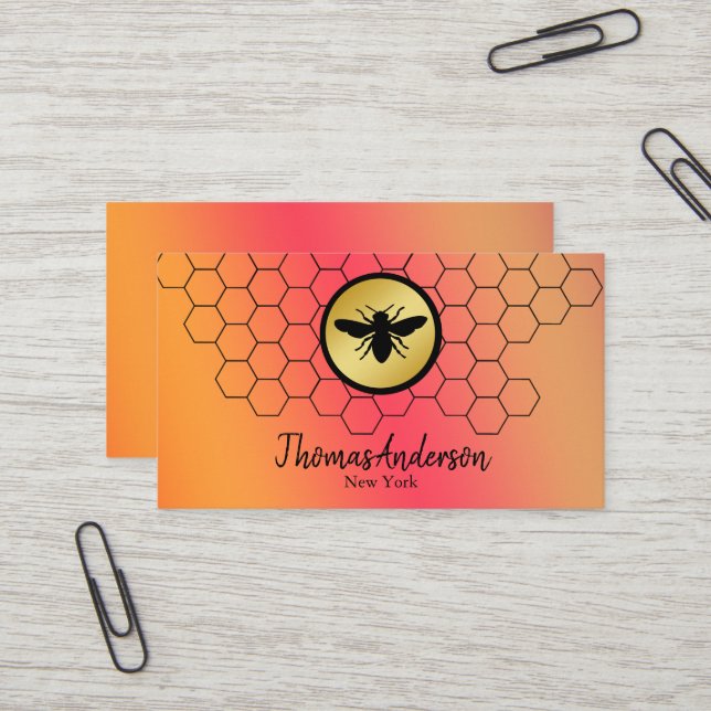 Modernes Logo für Wabenrüben und Hexagon-Bienen Visitenkarte (Vorderseite/Rückseite Beispiel)