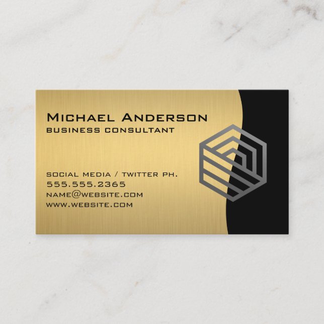 Modernes Logo | Gold Metallic Visitenkarte (Vorderseite)
