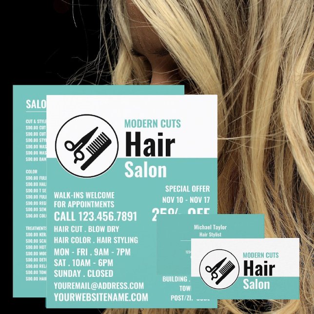 Modernes Logo, Haarstylist, Friseur-Salon-Werbespo Flyer (Von Creator hochgeladen)