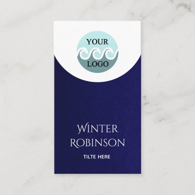 Modernes Logo minimalistisch Mitternachtsblau Visitenkarte (Vorderseite)
