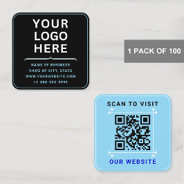 Modernes Logo mit QR-Code | Custom Blue Quadratische Visitenkarte