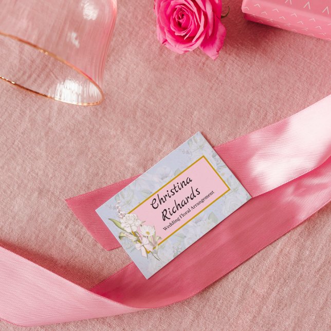 Modernes Logo mit weißer Rose und blauer Blume Visitenkarte (Von Creator hochgeladen)