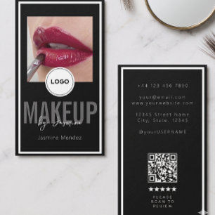 Modernes Logo QR Bewertung Schwarz Weiß Makeup-Art Visitenkarte