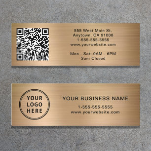 Modernes Logo QR-Code Gold Mini Visitenkarte