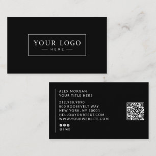 Modernes Logo QR-Code Professionell Schwarz Visitenkarte
