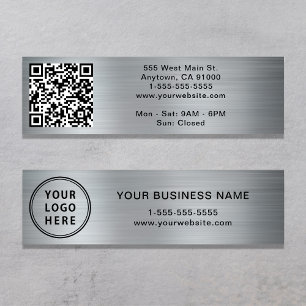Modernes Logo QR Code Silver Mini Visitenkarte