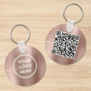 Modernes Logo QR-Code Werbe-Roségold Schlüsselanhänger