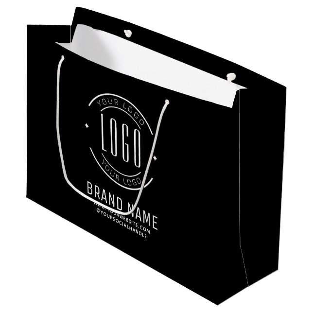 Modernes Logo-Unternehmen Große Geschenktüte (Vorderseite Schrägansicht)