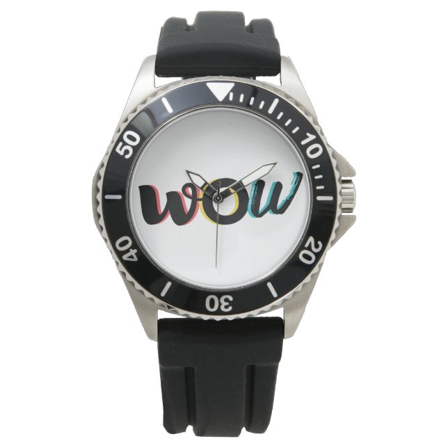 Modernes, lustiges, buntes Typografie-Design von W Armbanduhr (Vorderseite)